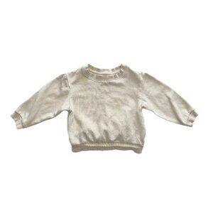 H&M Organic Cotton White Crewneck Sweatshirt, 2T